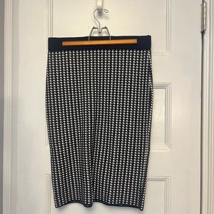 Ann Taylor navy blue pattern midi skirt